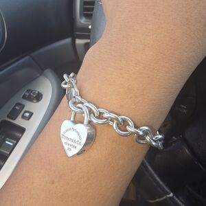 Tiffany & Co. Return to Bracelet Heart Lock 31.8 gr Padlock 925 Silver 6 1/2 in
